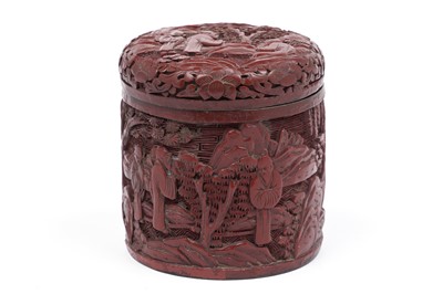 Lot 413 - A Chinese cinnabar lacquer box and cover