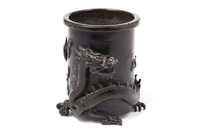 Lot 414 - A Chinese bronze brush pot