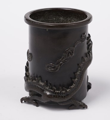 Lot 414 - A Chinese bronze brush pot