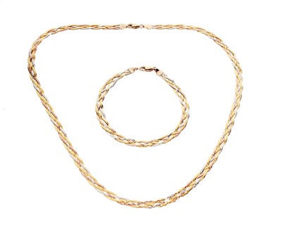 Lot 341 - A 9ct tri-colour chain necklace; and bracelet