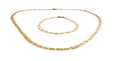 Lot 341 - A 9ct tri-colour chain necklace; and bracelet