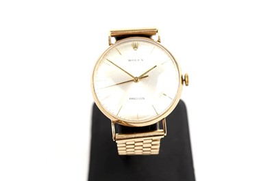 Lot 1038 - Rolex Precision: a 9ct yellow gold cased wristwatch