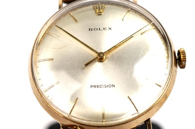 Lot 1038 - Rolex Precision: a 9ct yellow gold cased wristwatch