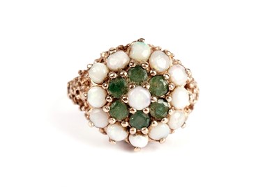 Lot 326 - An opal and emerald cluster dress ring