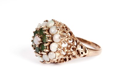 Lot 326 - An opal and emerald cluster dress ring