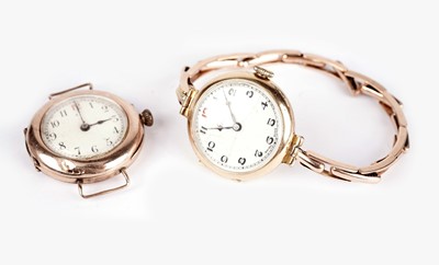 Lot 396 - An 18ct yellow gold cocktail watch; and a 9ct gold watch