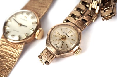 Lot 408 - A gold Tissot Stylist wristwatch and a gold Le Cheminant cocktail watch