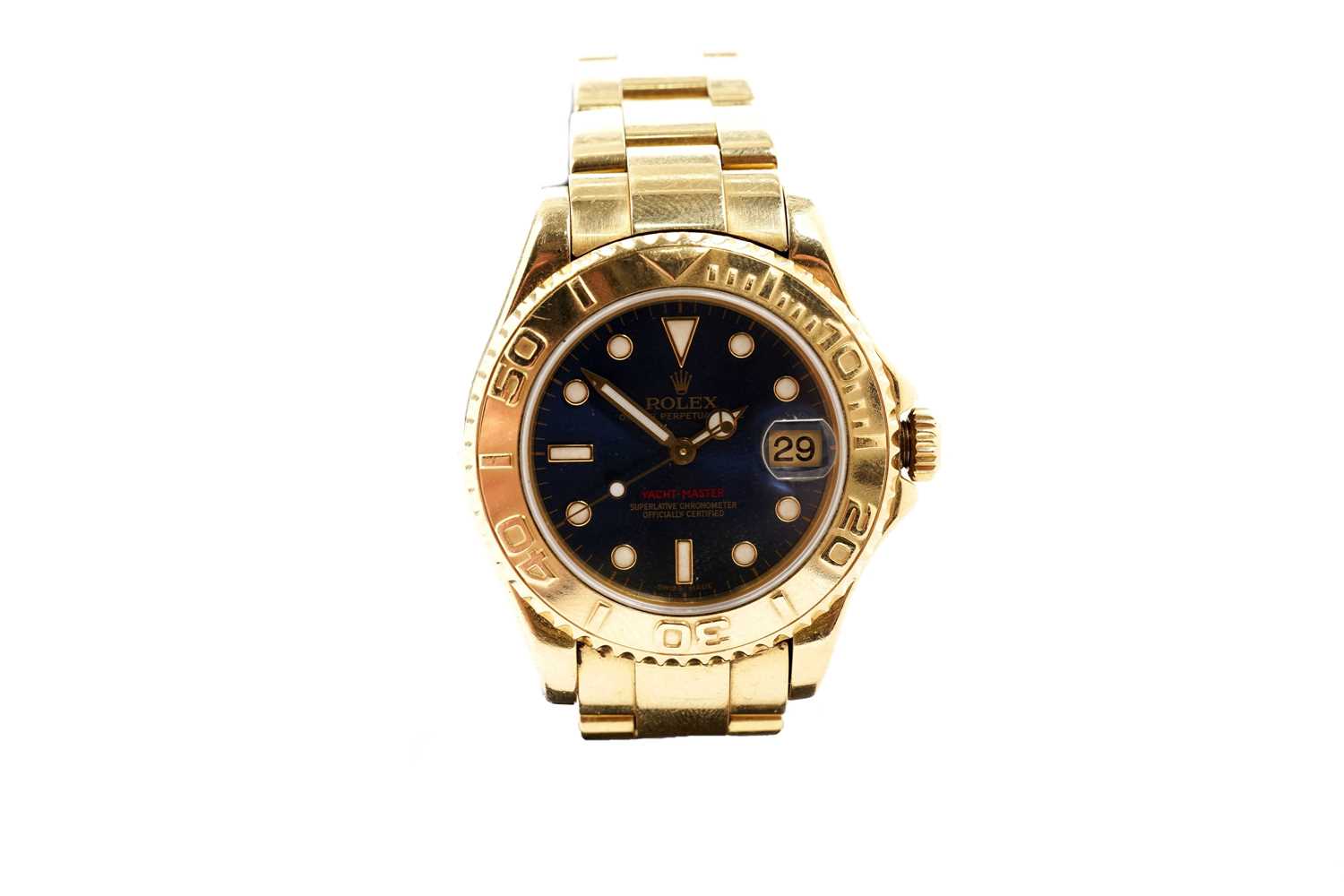 Lot 1039 - Rolex Oyster Perpetual Date Yacht Master: an 18ct yellow gold cased chronometer wristwatch