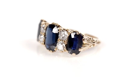 Lot 1173 - A Victorian sapphire and diamond ring