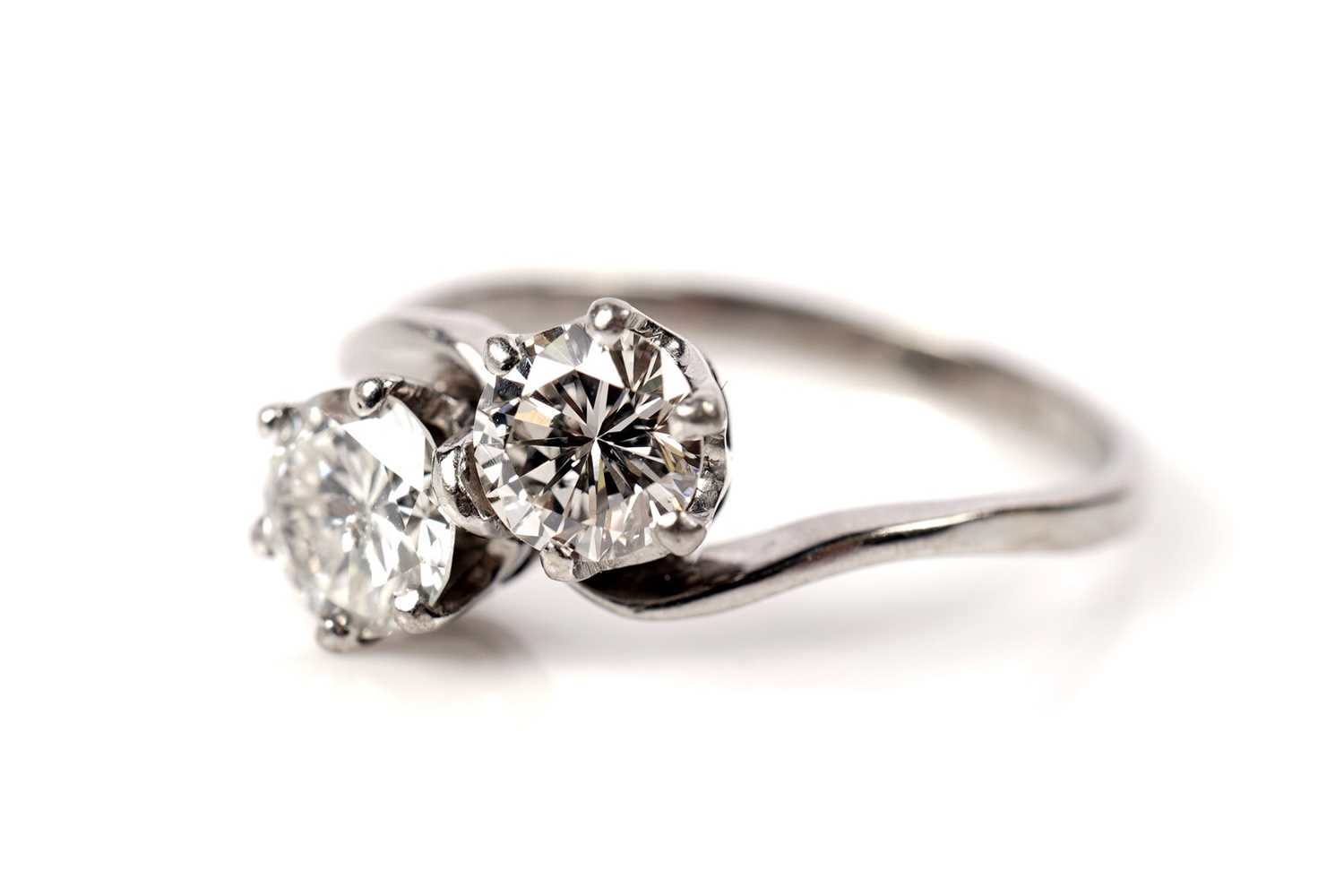 Lot 1175 - A two stone diamond ring