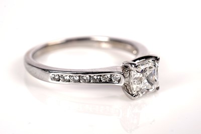 Lot 1187 - An Asscher-cut solitaire diamond ring