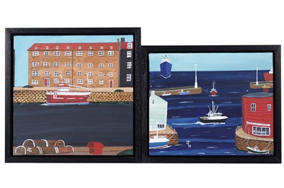 Lot 840 - Tony Huggins-Haig - Fish and Chips, and In the Harbour | acrylic on canvas
