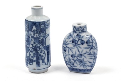 Lot 354 - Two 19th-century Chinese blue and white snuff bottles