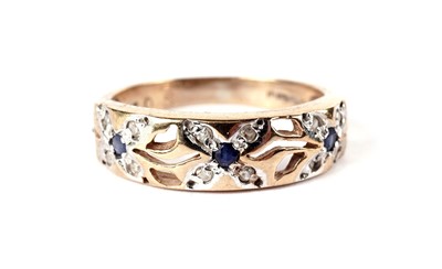 Lot 490 - A diamond and sapphire ring; and another gold ring