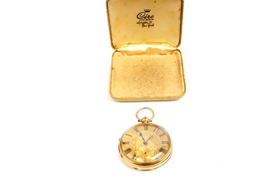 Lot 1042 - A Victorian 18ct yellow gold cased open faced pocket watch