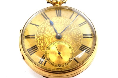 Lot 1042 - A Victorian 18ct yellow gold cased open faced pocket watch