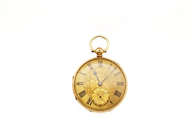 Lot 1042 - A Victorian 18ct yellow gold cased open faced pocket watch