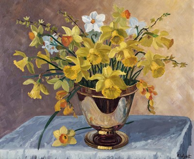 Lot 848 - R. Wyatt - Still Life with Spring Daffodils | oil
