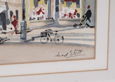 Lot 800 - Fred Stott - Two views of Hide Hill, Berwick | watercolour