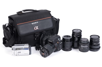 Lot 474 - Sony 200 digital camera with various lenses