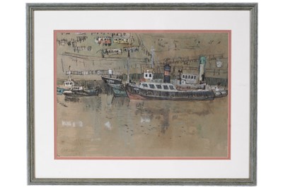 Lot 796 - Charles Herbert "Charlie" Rogers - Boats on Ouseburn, Newcastle | watercolour