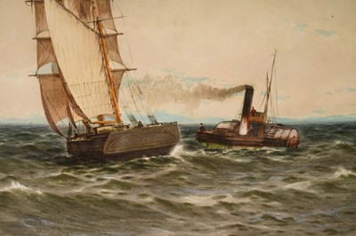 Lot 56 - William Thomas Nichols Boyce - Brigantine and Tugboat at Dusk | watercolour
