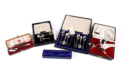 Lot 596 - A selection of cased silver cutlery