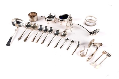 Lot 604 - A collection of silver cutlery and condiments