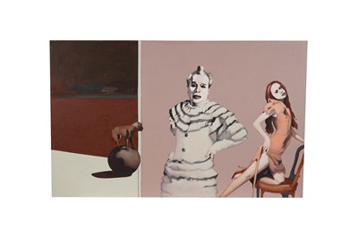 Lot 369 - Peter McArdle - Pierrot and the Model | acrylic on canvas