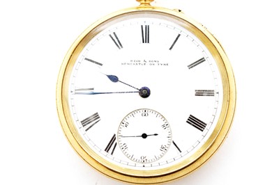 Lot 1025 - Reid & Sons, Newcastle upon Tyne: an 18ct yellow gold cased open face pocket watch