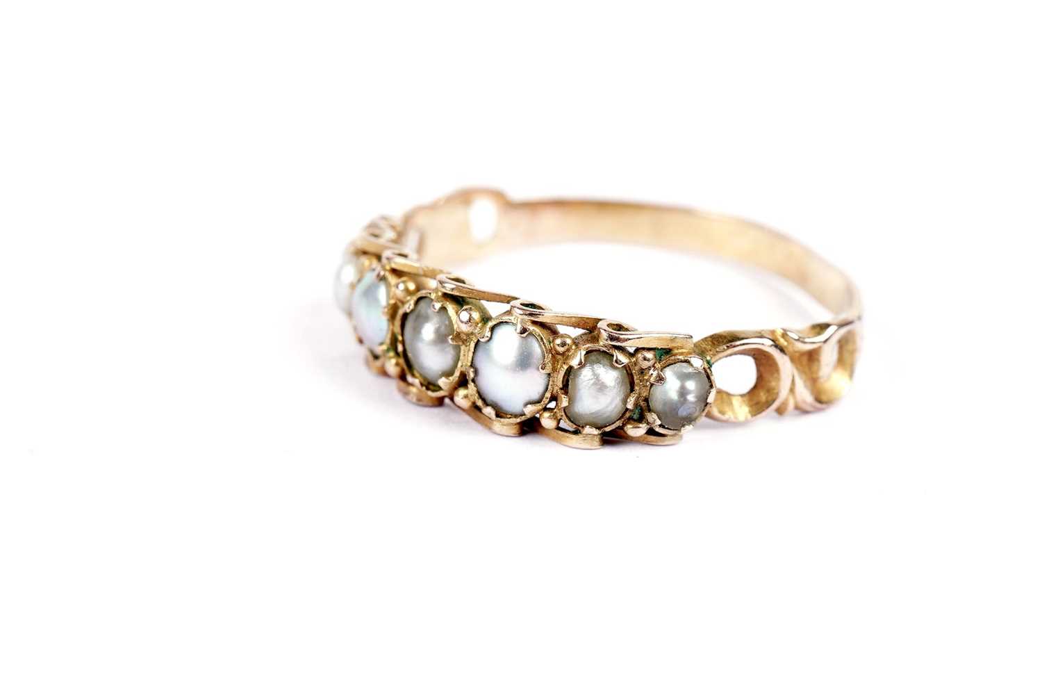 Lot 503 - A Victorian pearl half hoop dress ring; and necklaces