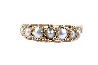 Lot 503 - A Victorian pearl half hoop dress ring; and necklaces