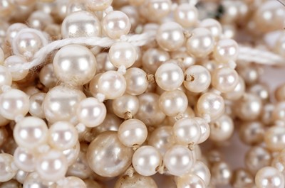 Lot 503 - A Victorian pearl half hoop dress ring; and necklaces