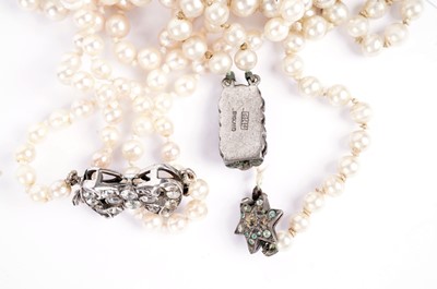 Lot 503 - A Victorian pearl half hoop dress ring; and necklaces