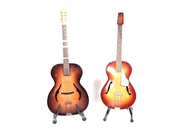 Lot 20 - Two 1950's cello-bodied acoustic guitars