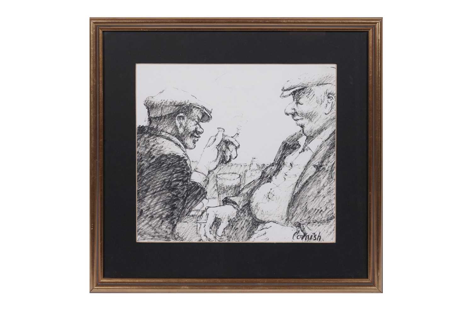 Lot 32 - Norman Stansfield Cornish - Smokers in a Bar | Flo-Master pen on paper