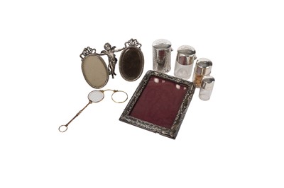 Lot 1697 - A pair of photograph frames, smelling salts and gilt-metal lorgnettes