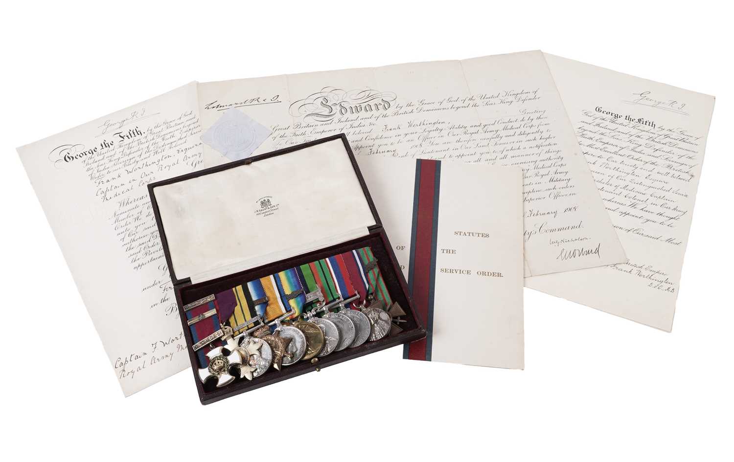 Lot 1042 - A Royal Army Medical Corps gallantry group of medals; and other related items