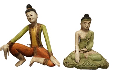 Lot 377 - A modern decorative Thai figure of Buddha; together with another