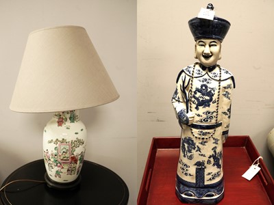 Lot 379 - A decorative ceramic table lamp in the form of a Chinese vase; and another item