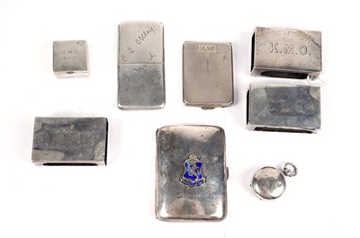 Lot 779 - A selection of silver boxes, cases and match box covers