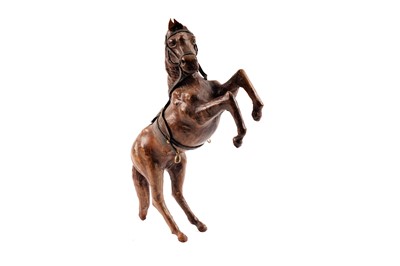 Lot 227 - A vintage leather figure of a rearing horse