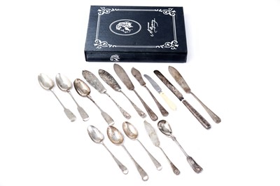 Lot 361 - A presentation boxed set of five medallions; and various flatware