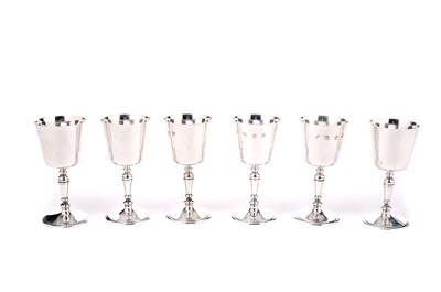 Lot 1328 - A set of six Elizabeth II wine goblets