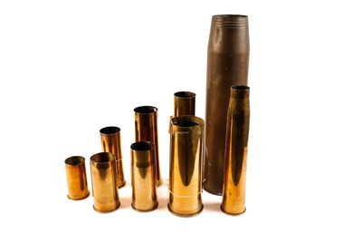 Lot 509 - A collection of WWI, WWII and other shell cases