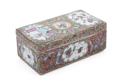 Lot 403 - A Canton famille rose box and cover