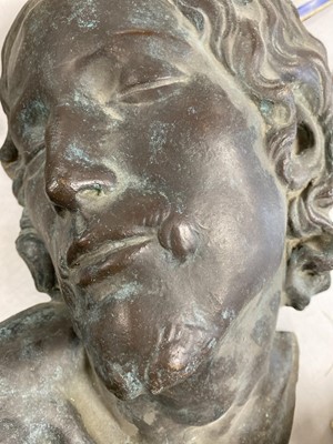 Lot 233 - A patinated copper bust of a man