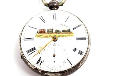 Lot 1037 - Railway Interest: a Victorian silver cased pocket watch on chain