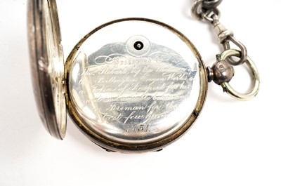 Lot 1037 - Railway Interest: a Victorian silver cased pocket watch on chain