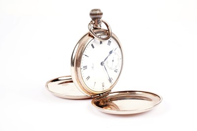 Lot 613 - An antique gold-plated Zenith hunter pocket watch retailed by Reid & Sons